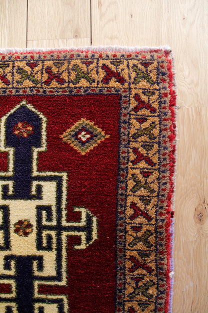Handmade Vintage Turkish Entryway Rug 1'11" X 3'11"