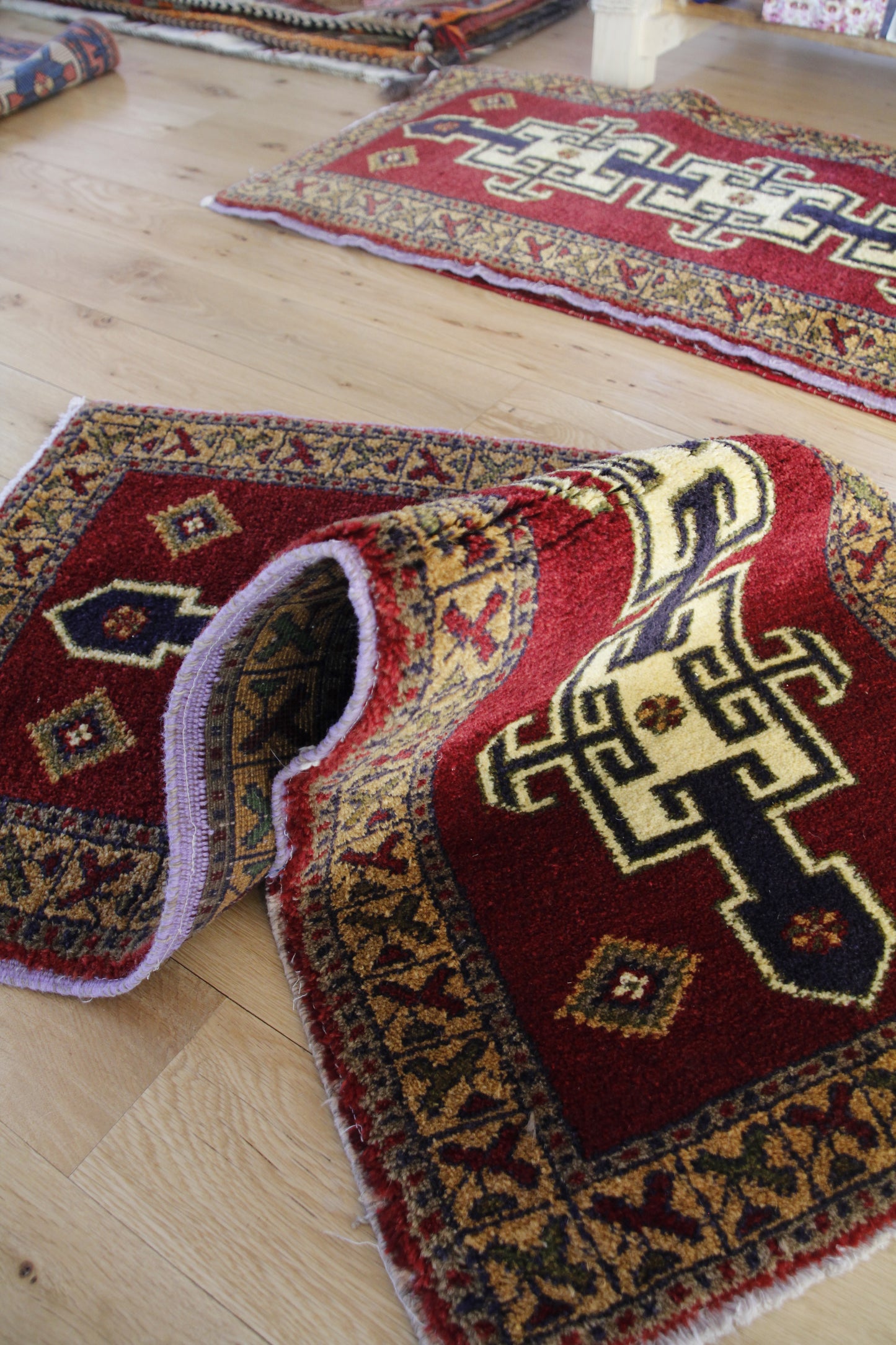 Handmade Vintage Turkish Entryway Rug 1'11" X 3'11"