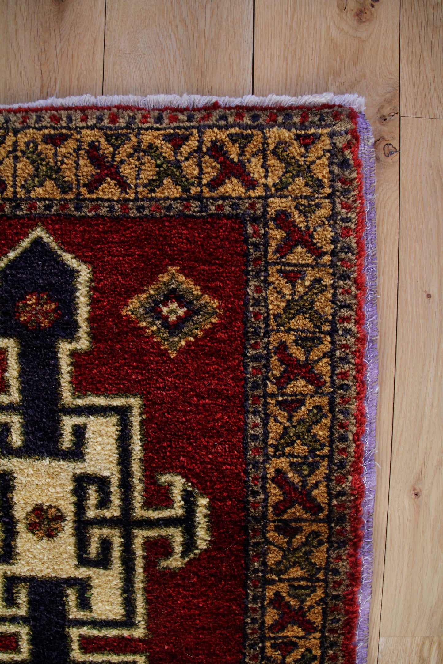 Handmade Vintage Turkish Entryway Rug 1'10" X 4'