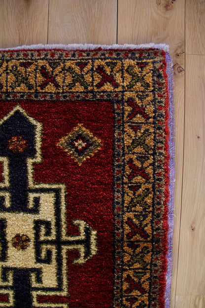 Handmade Vintage Turkish Entryway Rug 1'10" X 4'
