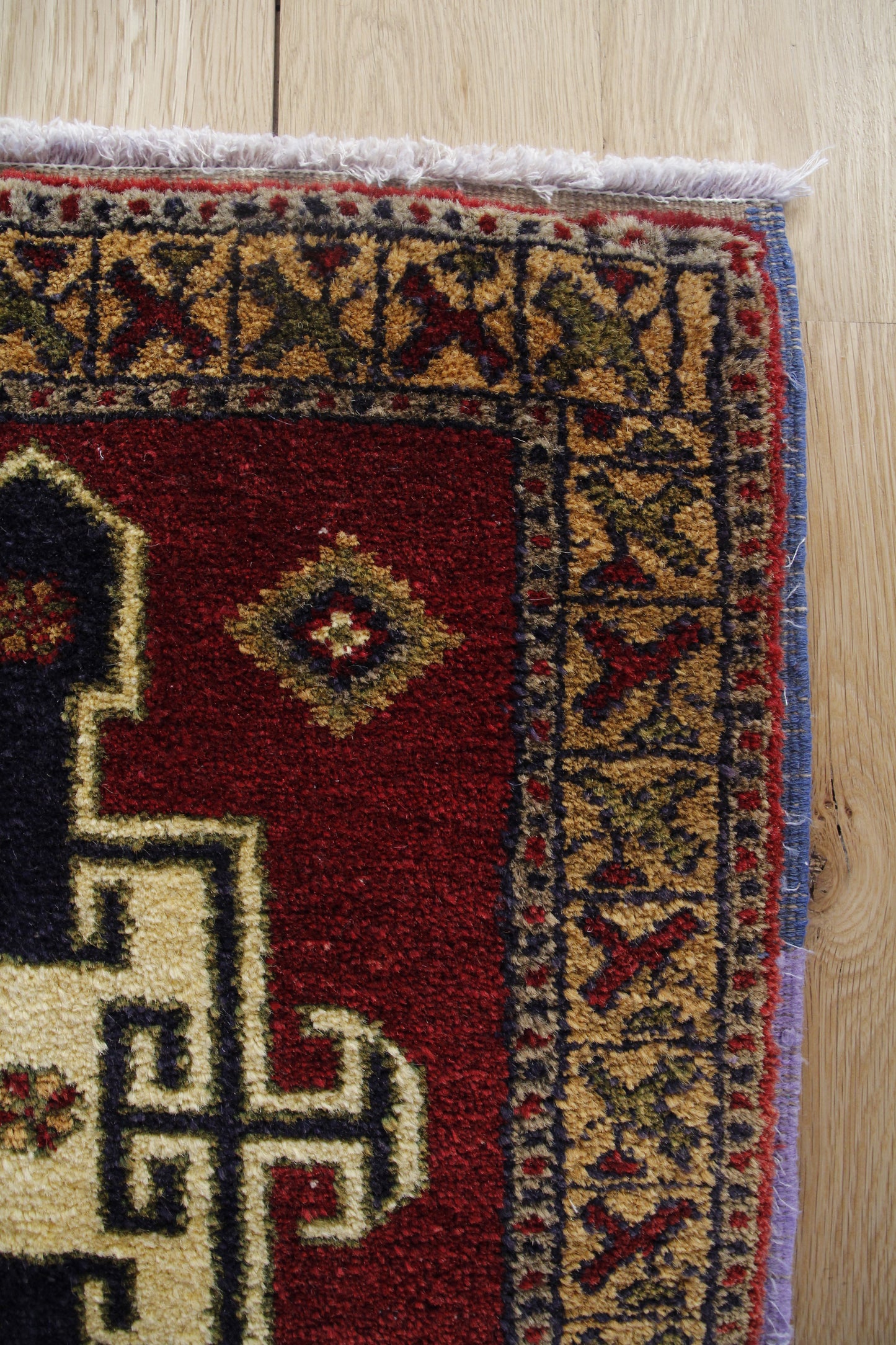 Handmade Vintage Turkish Entryway Rug 1'10" X 4'