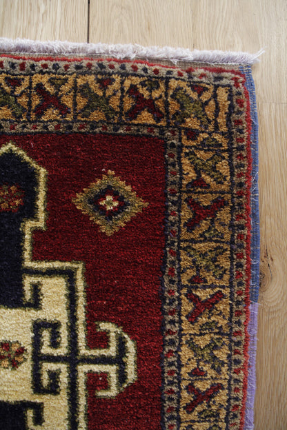 Handmade Vintage Turkish Entryway Rug 1'10" X 4'