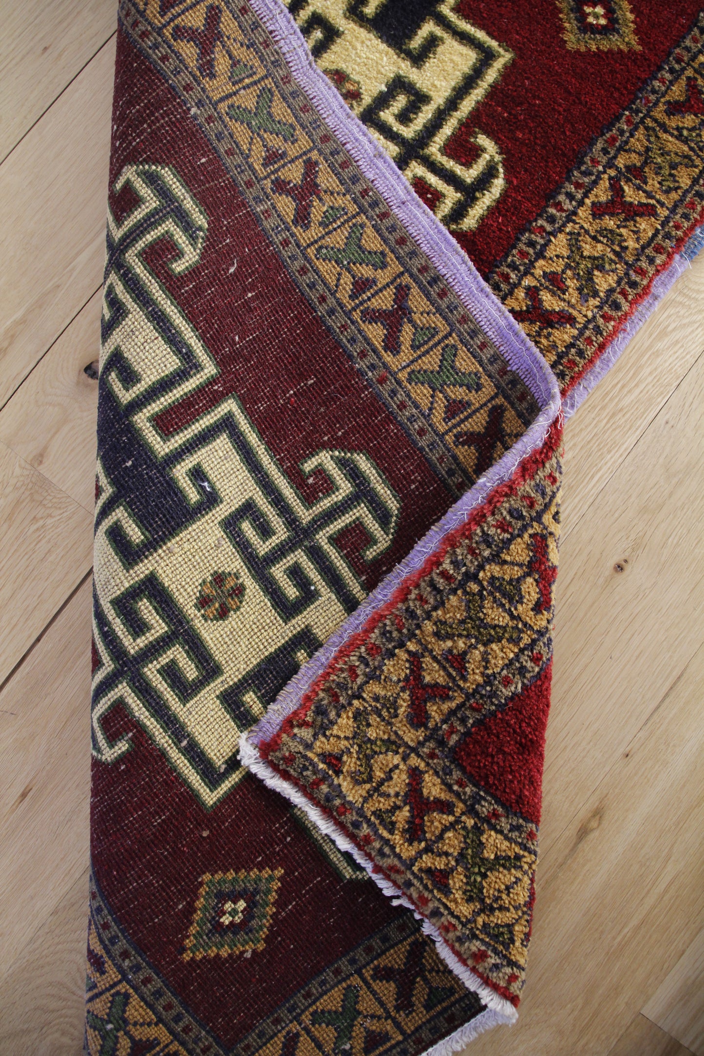 Handmade Vintage Turkish Entryway Rug 1'10" X 4'