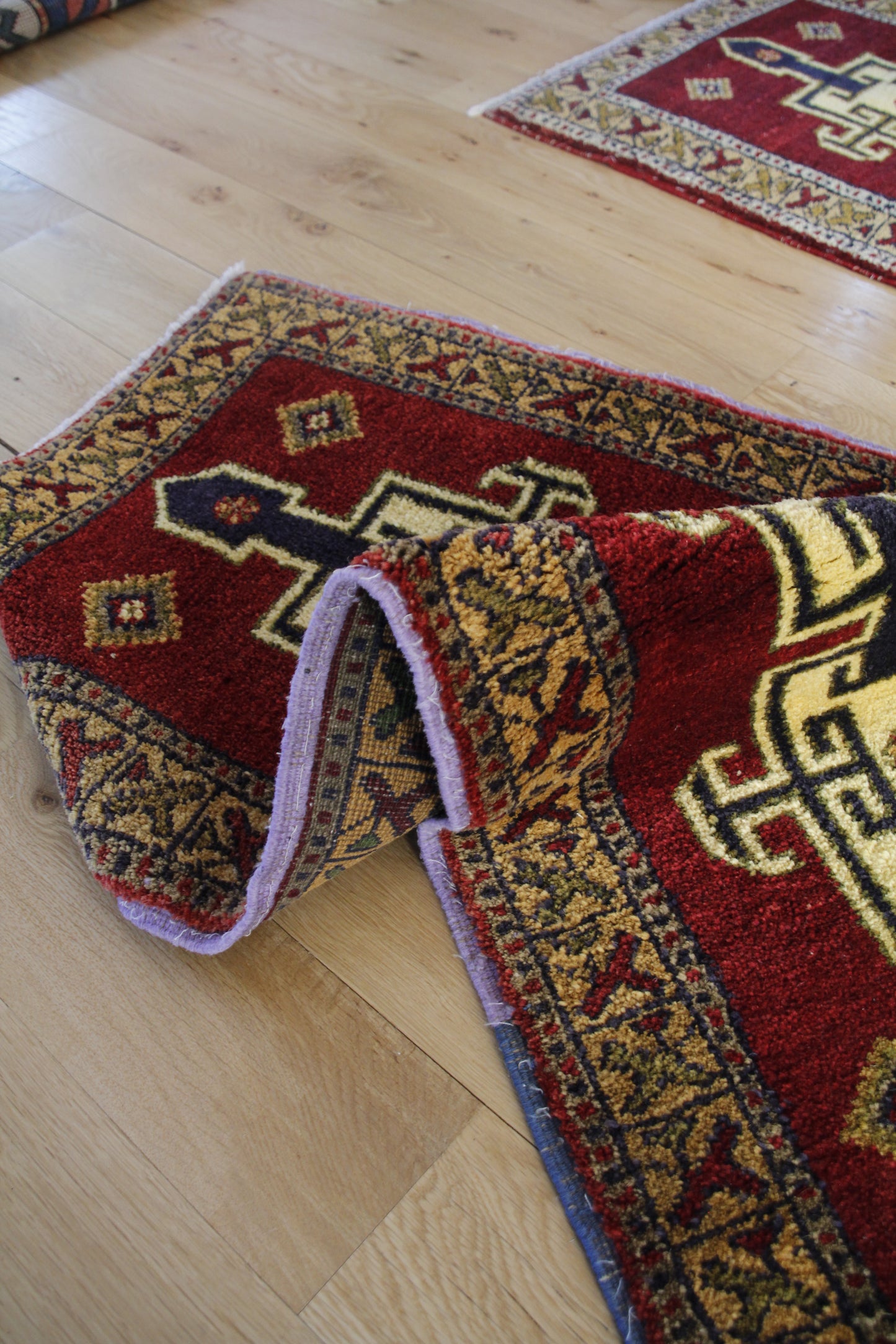 Handmade Vintage Turkish Entryway Rug 1'10" X 4'