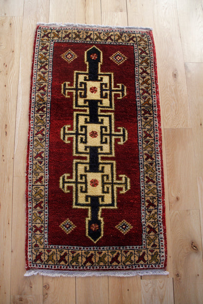 Handmade Vintage Turkish Entryway Rug 1'10" X 3'8"