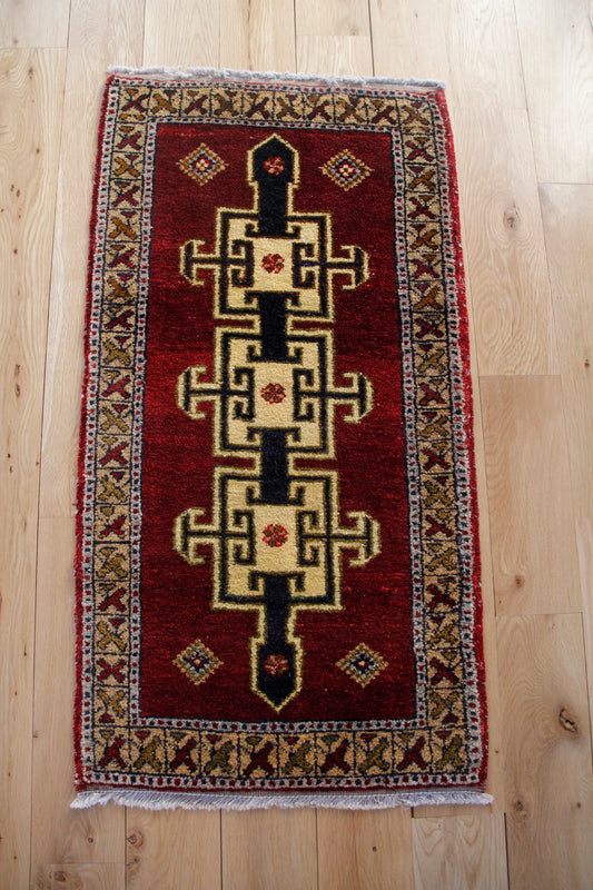 Handmade Vintage Turkish Entryway Rug 1'10" X 3'8"