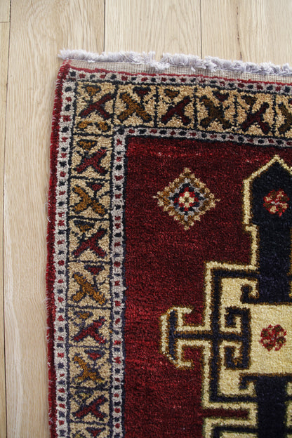 Handmade Vintage Turkish Entryway Rug 1'10" X 3'8"