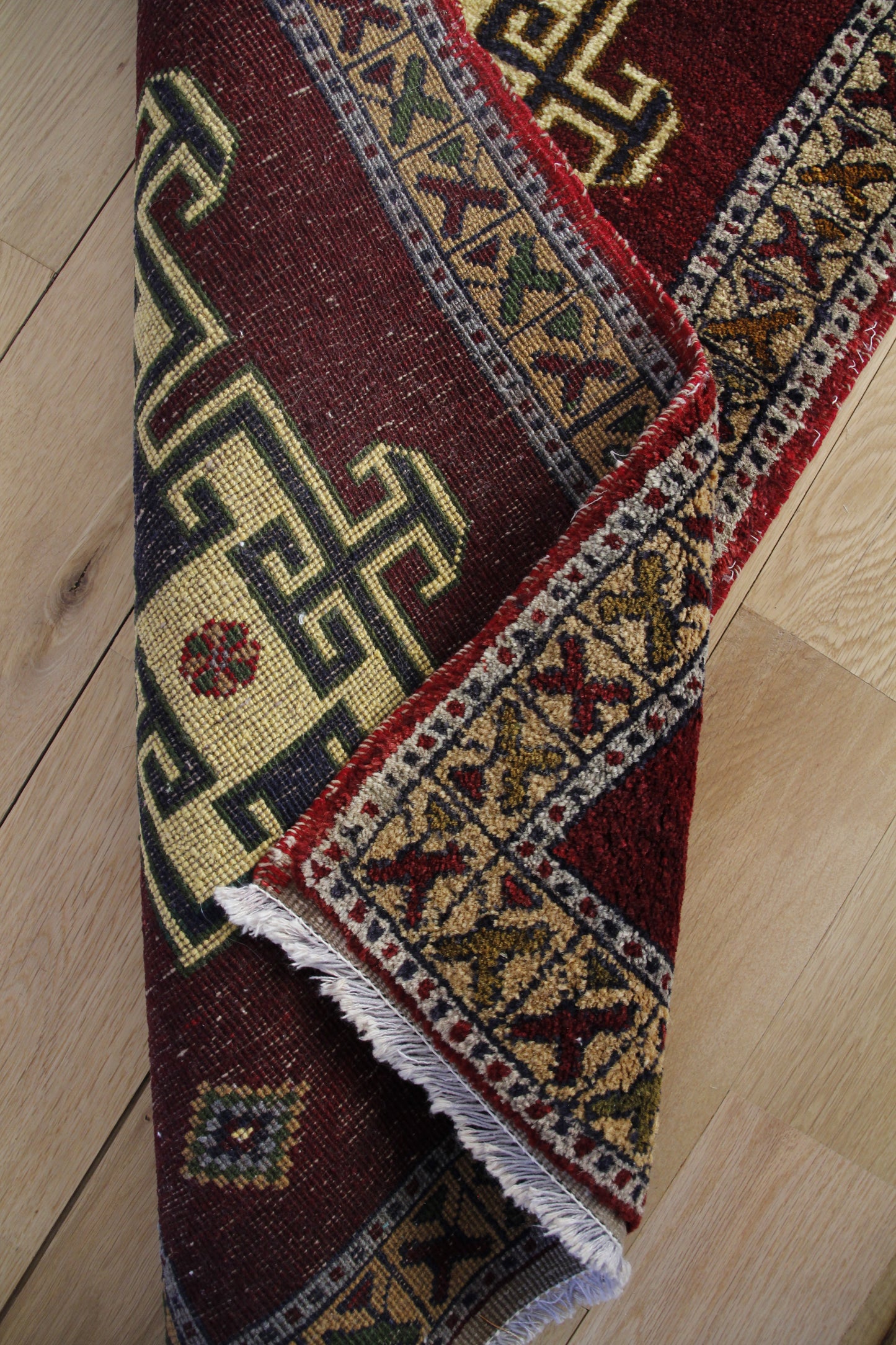 Handmade Vintage Turkish Entryway Rug 1'10" X 3'8"