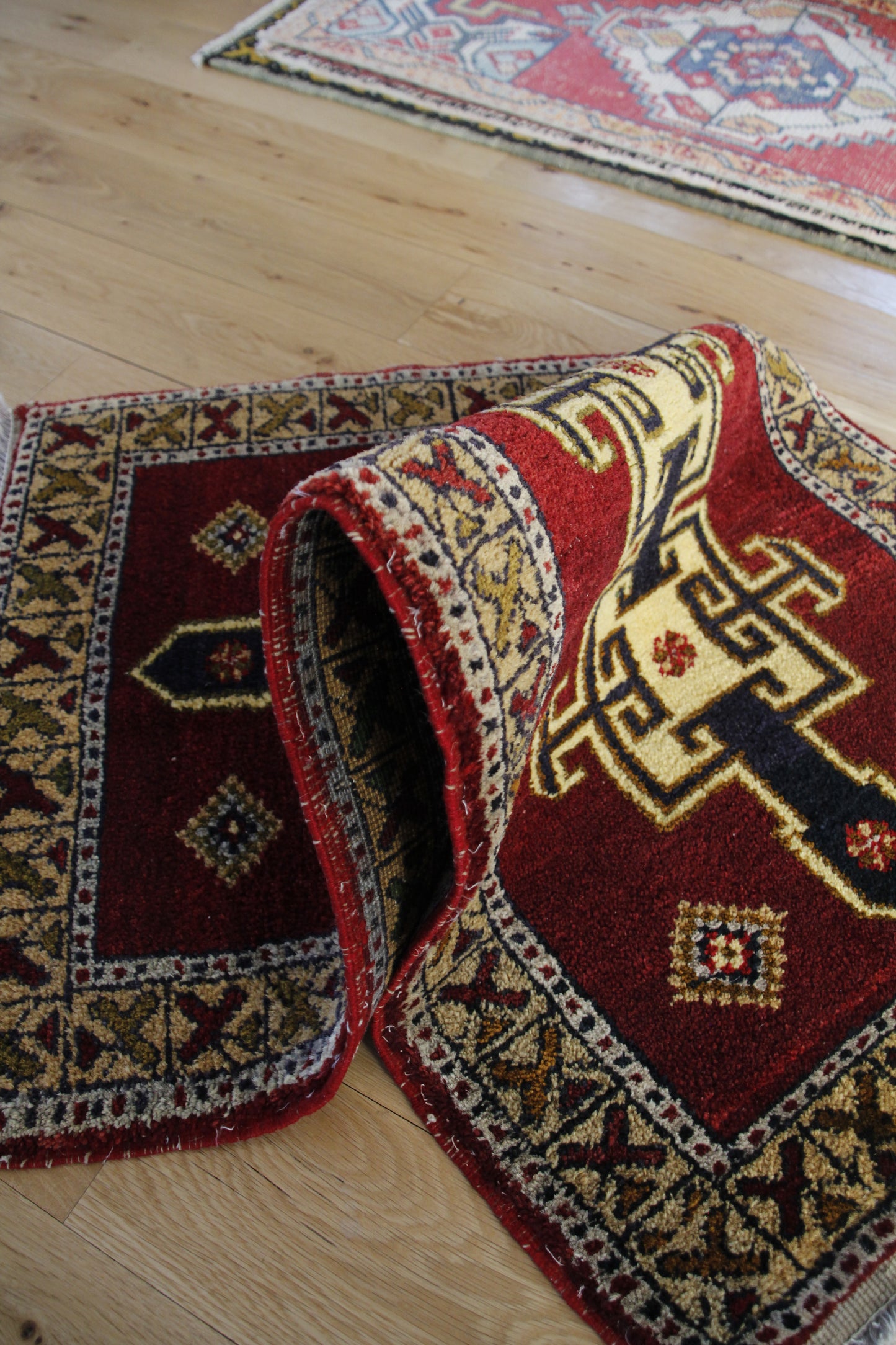 Handmade Vintage Turkish Entryway Rug 1'10" X 3'8"