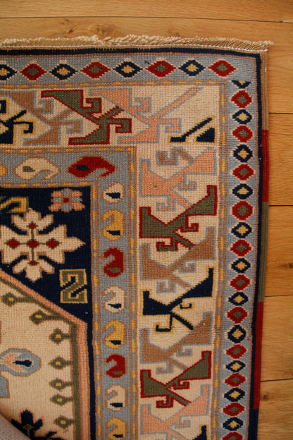 Handmade Vintage Turkish Small Rug 2'11" X 4'7"