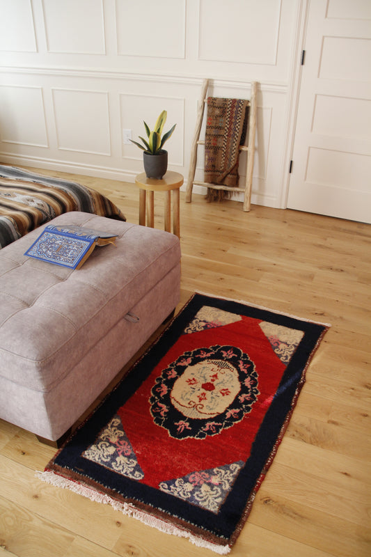 Handmade Vintage Turkish Small Rug 2'3" X 4'2"