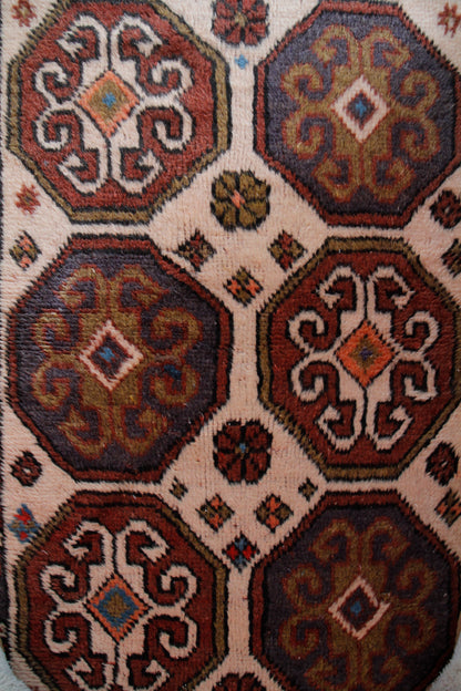 Handmade Vintage Turkish Small Rug 2'6" X 3'10"