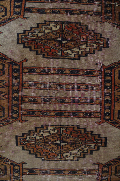 Handmade Vintage Turkoman Small Rug 2'6" X 3'10"