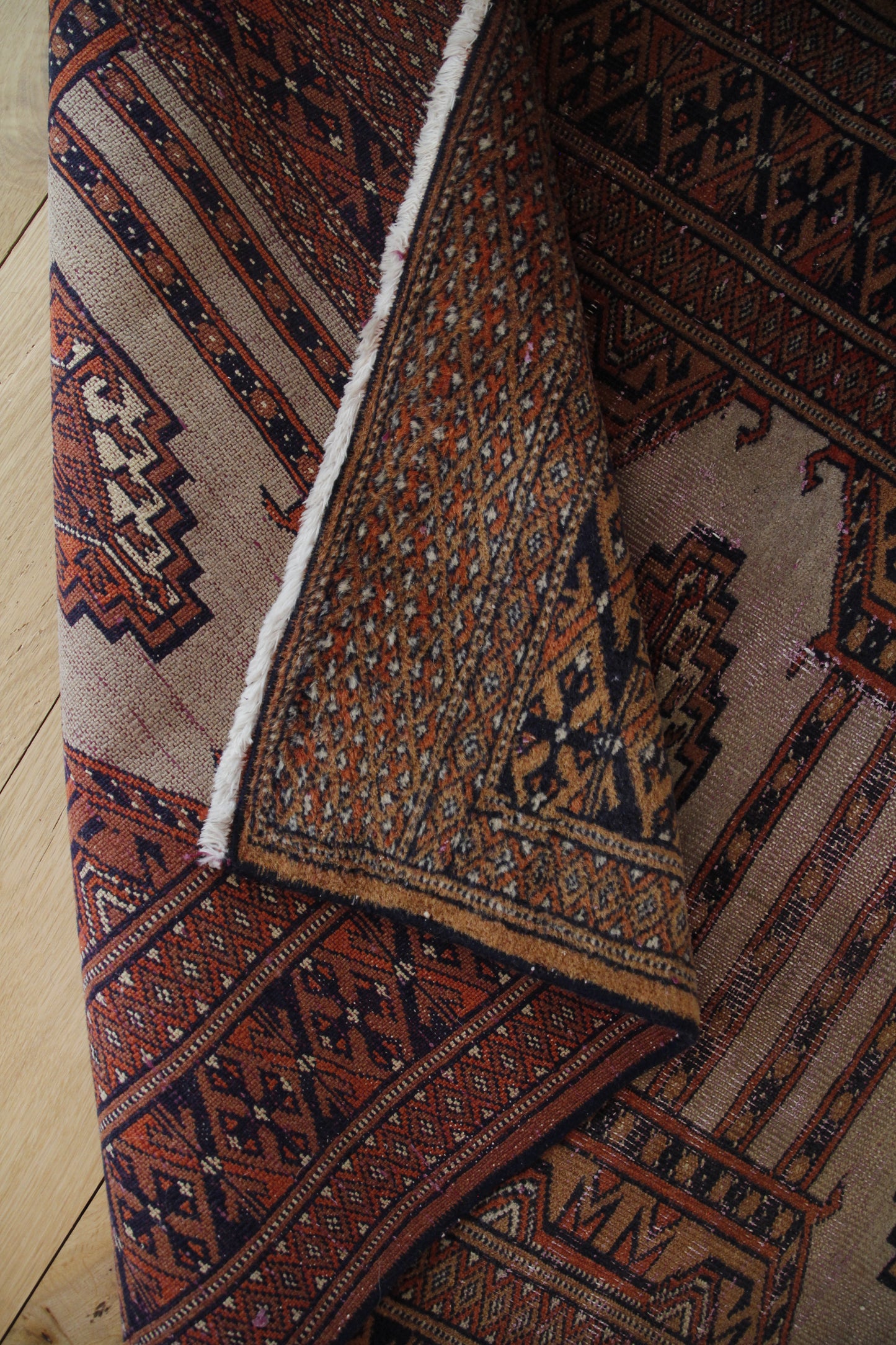 Handmade Vintage Turkoman Small Rug 2'6" X 3'10"