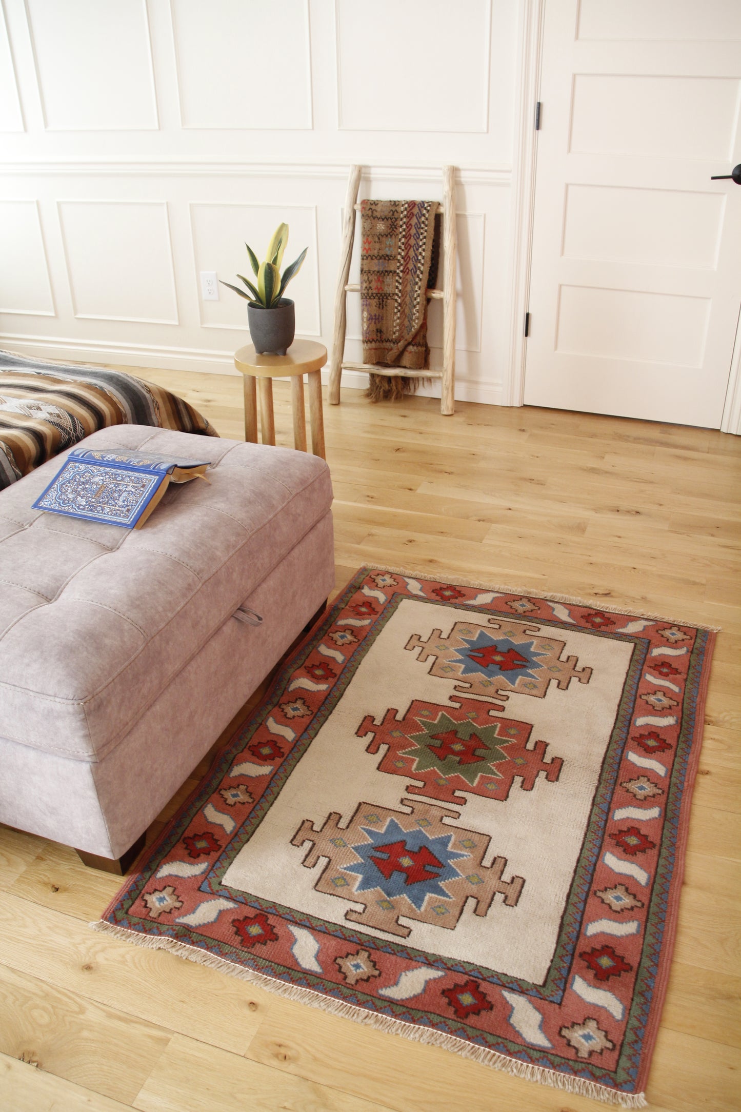 Handmade Vintage Turkish Small Rug 3'1" X 4'3"