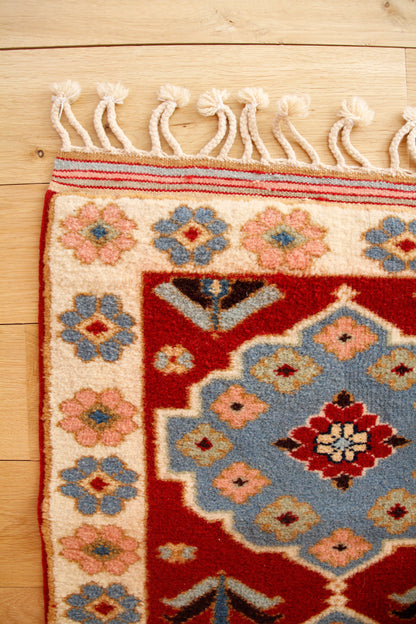 Handmade Vintage Turkish Small Rug 1'11" X 5'1"