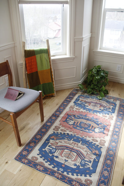 Handmade Vintage Turkish Small Rug 3'2" X 5'8"