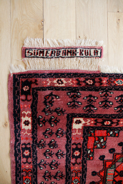 Handmade Vintage Turkish Medium Rug 4' X 6'4"