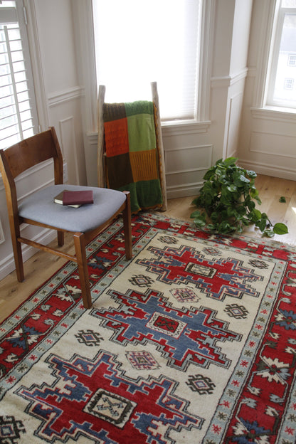 Handmade Vintage Turkish Medium Rug 4'9" X 7'