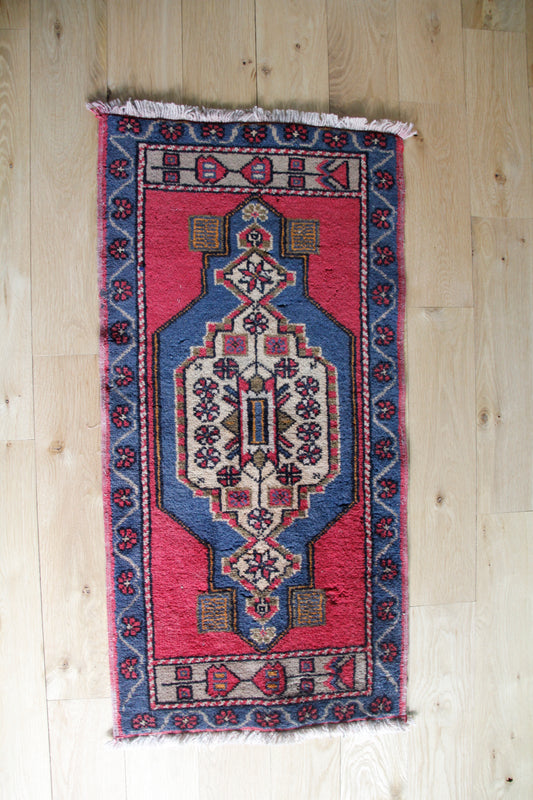 Handmade Vintage Turkish Entryway Rug 1'8" X 3'7"