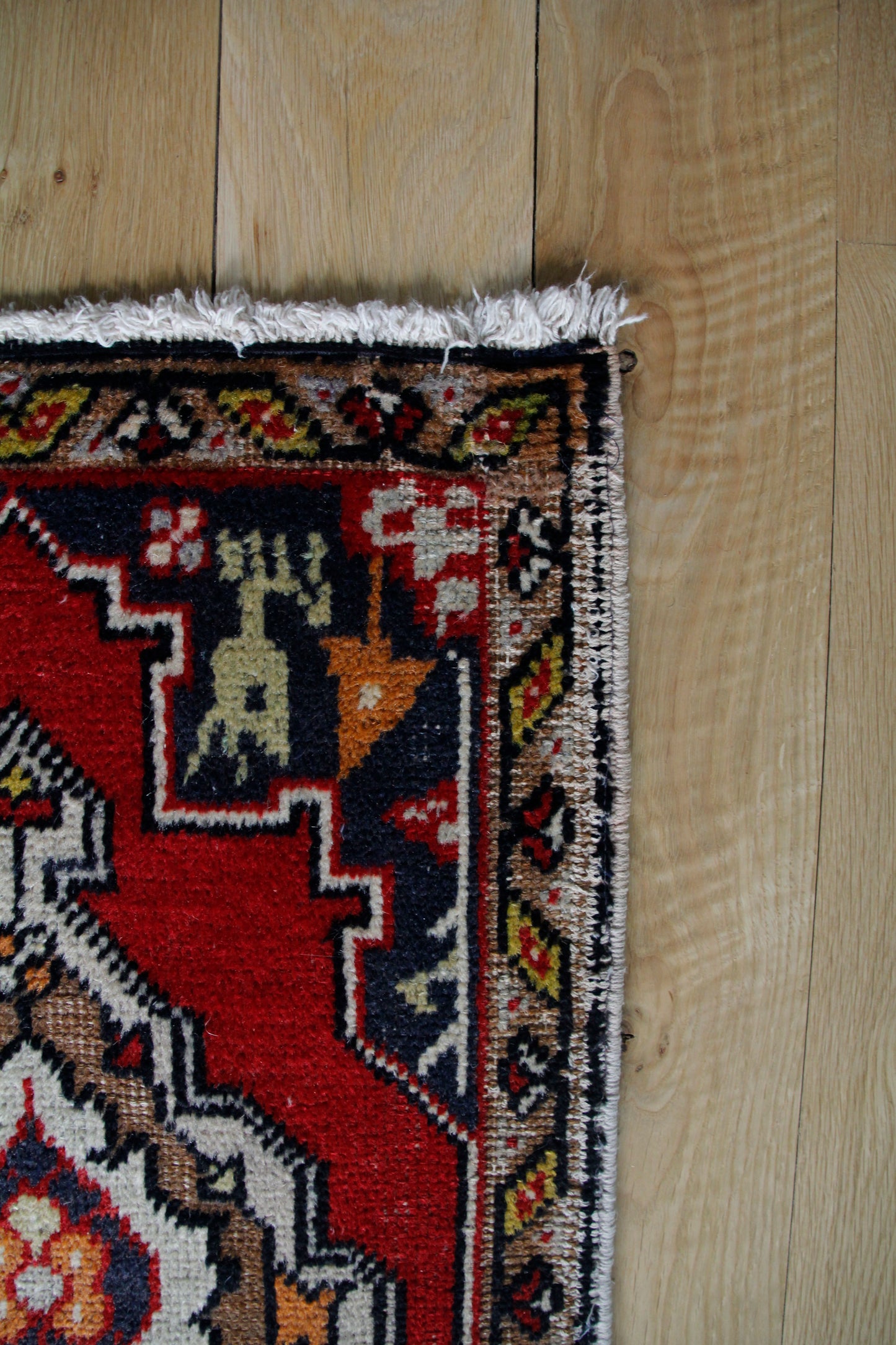 Handmade Vintage Turkish Entryway Rug 1'7" X 3'1"