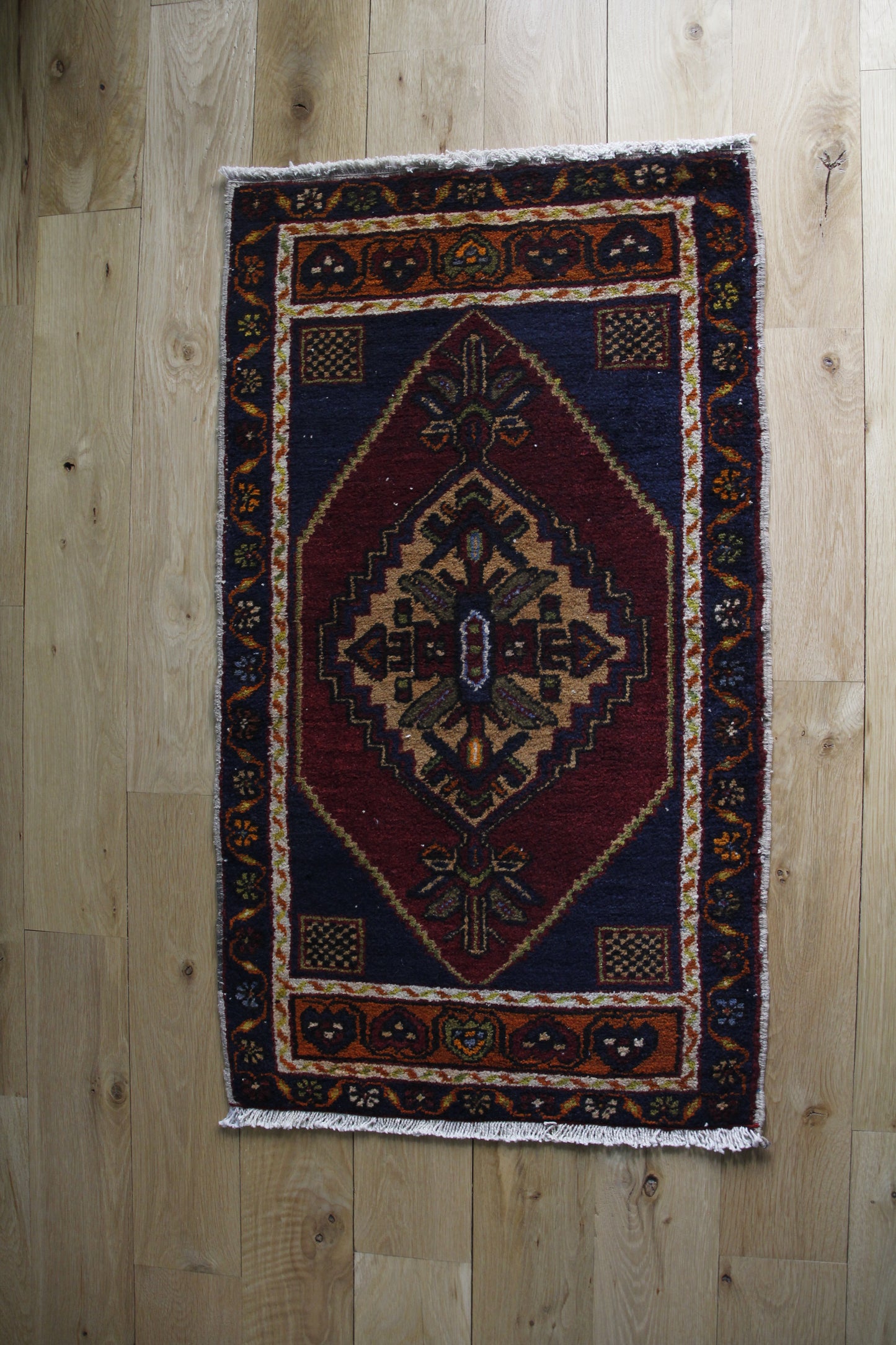 Handmade Vintage Turkish Entryway Rug 1'10" X 3'4"