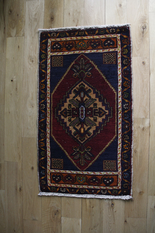 Handmade Vintage Turkish Entryway Rug 1'10" X 3'4"