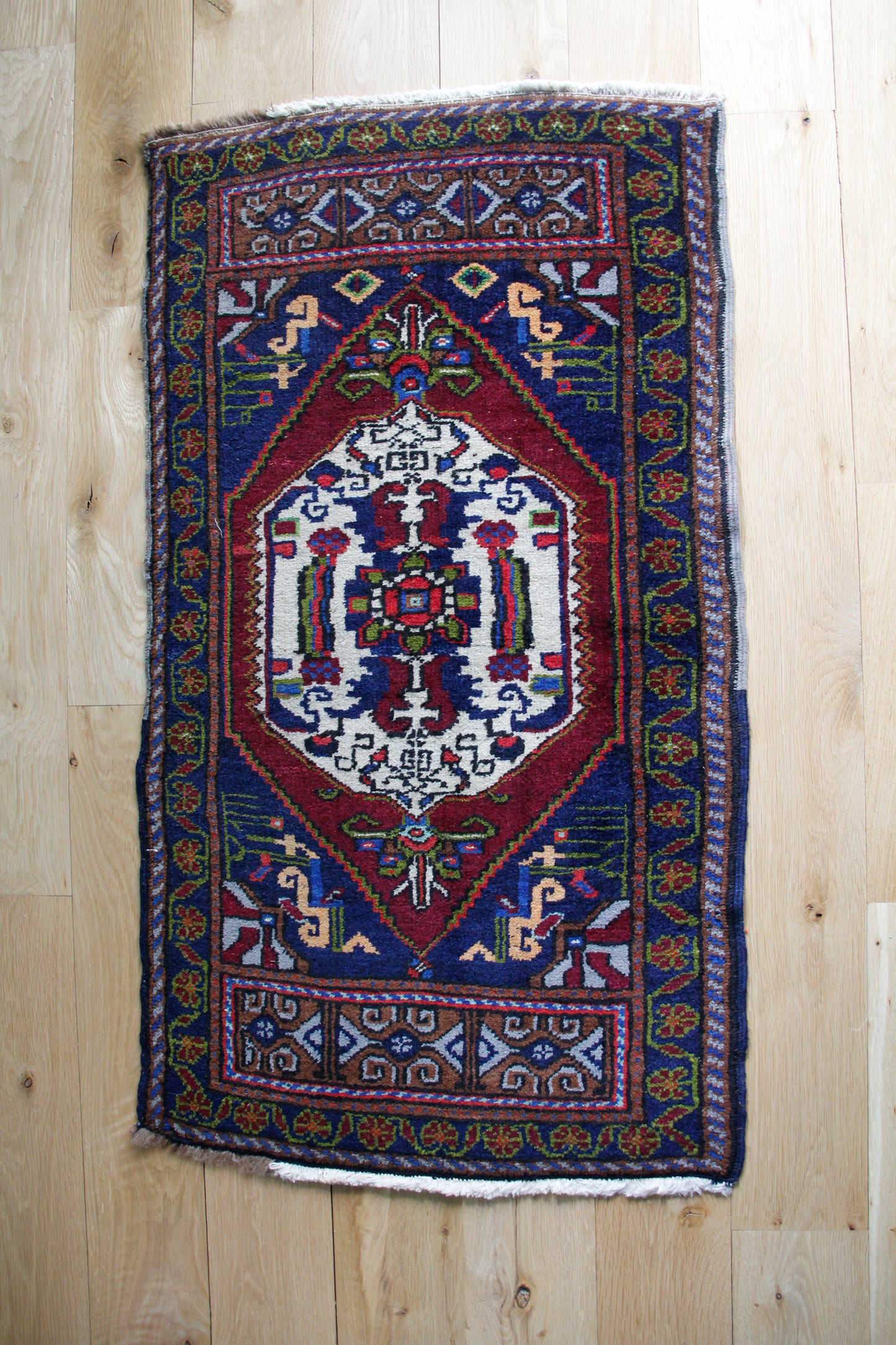 Handmade Vintage Turkish Entryway Rug 1'10" X 3'6"