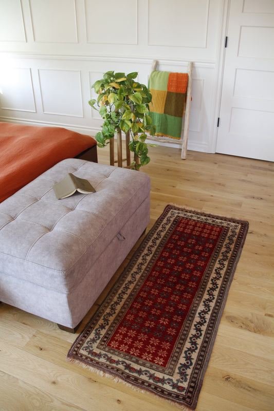 Handmade Vintage Turkish Small Rug 2' X 4'9"