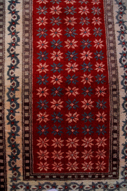 Handmade Vintage Turkish Small Rug 2' X 4'9"