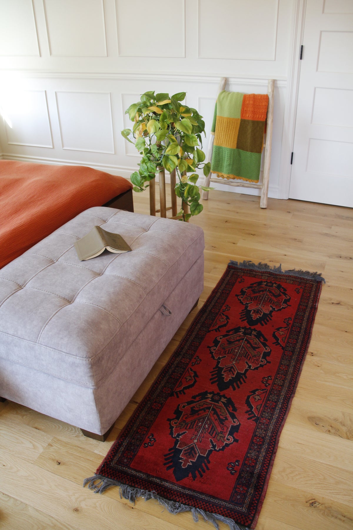 Handmade Vintage Afghan Small Rug 1'10" X 5'