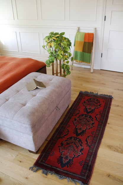 Handmade Vintage Afghan Small Rug 1'10" X 5'