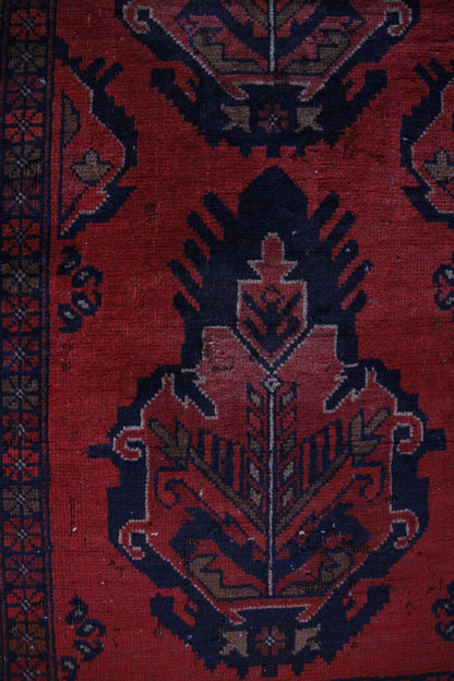 Handmade Vintage Afghan Small Rug 1'10" X 5'