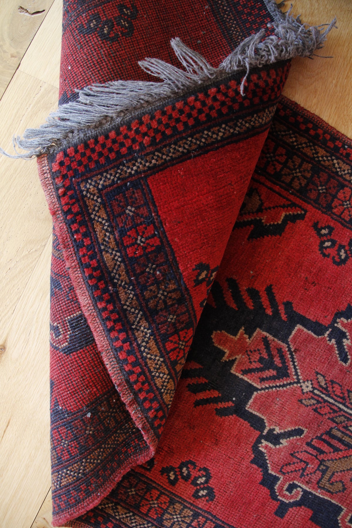 Handmade Vintage Afghan Small Rug 1'10" X 5'
