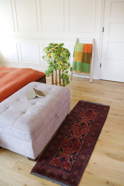 Handmade Vintage Afghan Small Rug 1'9" X 5'
