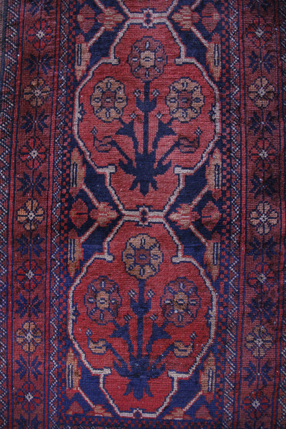 Handmade Vintage Afghan Small Rug 1'9" X 5'