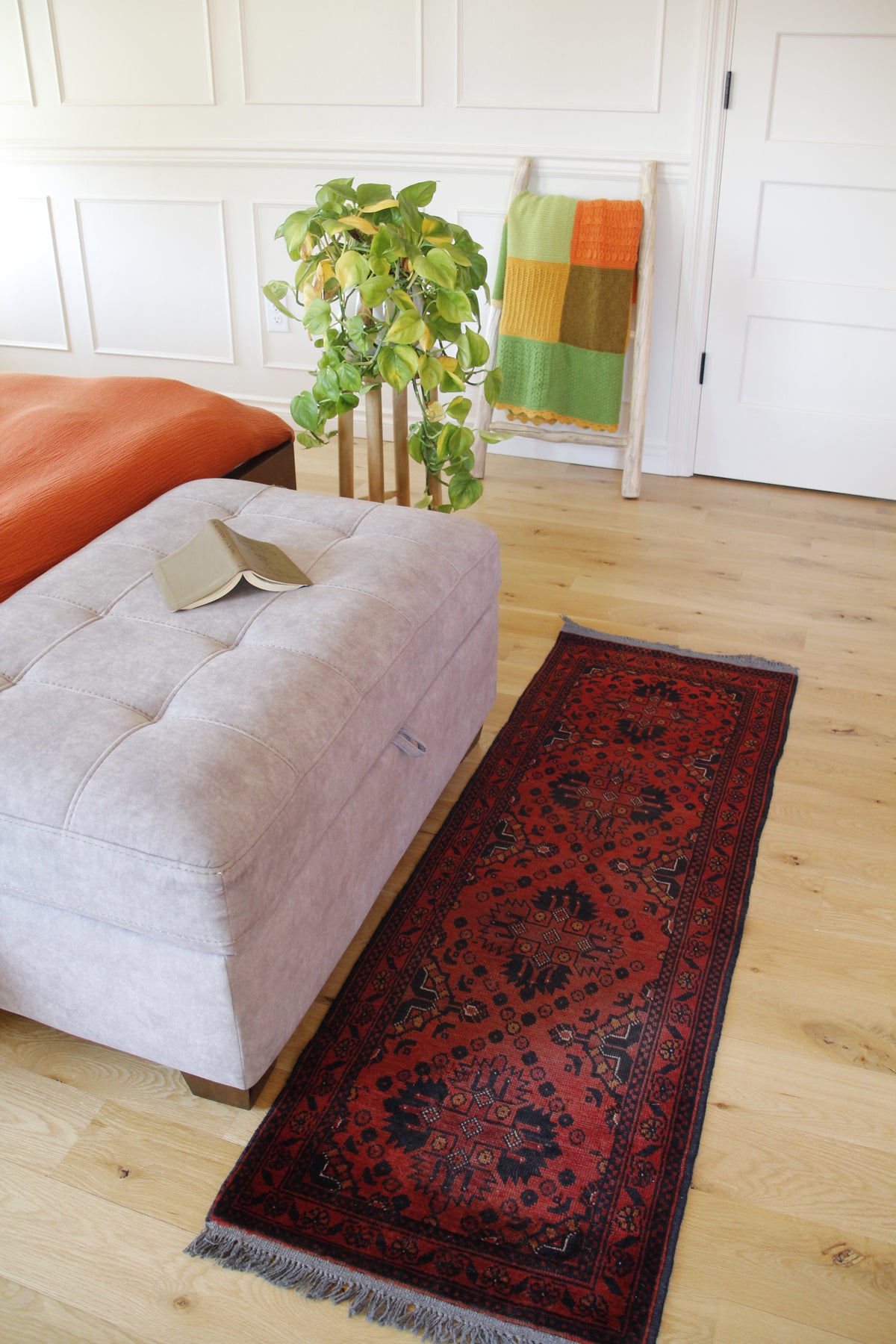 Handmade Vintage Afghan Small Rug 1'9" X 5'2"