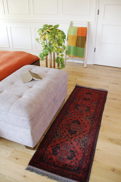 Handmade Vintage Afghan Small Rug 1'9" X 5'2"