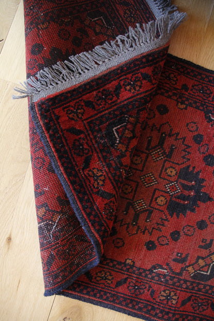 Handmade Vintage Afghan Small Rug 1'9" X 5'2"