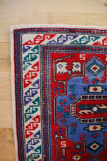 Handmade Vintage Turkish Small Rug 2'6" X 3'11"