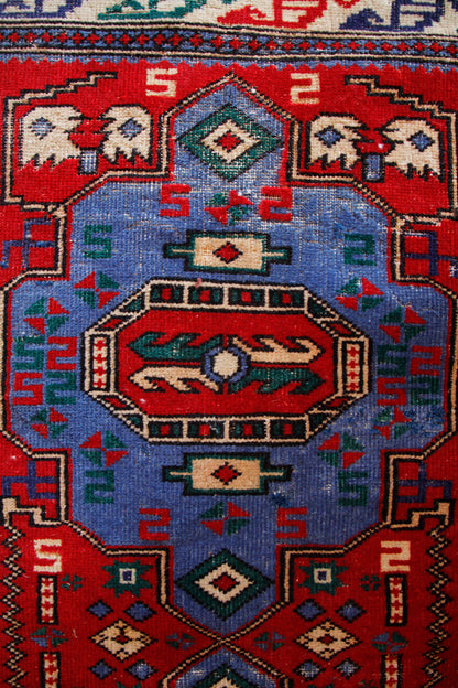 Handmade Vintage Turkish Small Rug 2'6" X 3'11"