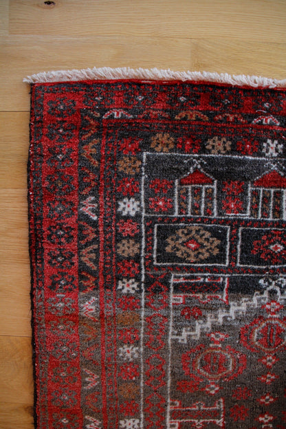 Handmade Vintage Afghan Small Rug 2'9" X 4'8"