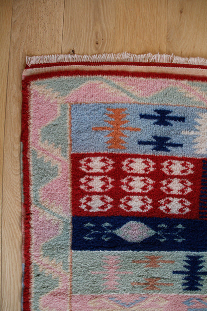 Handmade Vintage Turkish Small Rug 3'9" X 4'
