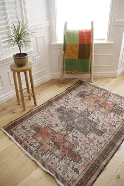 Handmade Vintage Medium Rug 3'6" X 4'10"