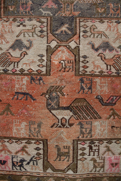 Handmade Vintage Medium Rug 3'6" X 4'10"