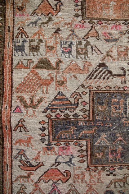Handmade Vintage Medium Rug 3'6" X 4'10"