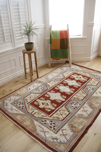 Handmade Vintage Turkish Medium Rug 4'3" X 6'5"