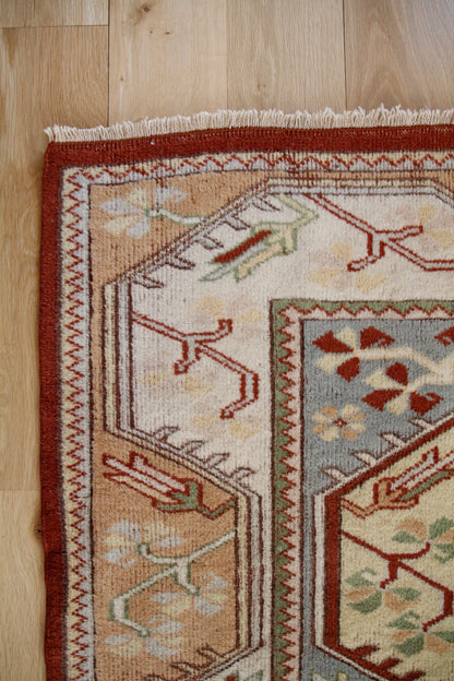 Handmade Vintage Turkish Medium Rug 4'3" X 6'5"
