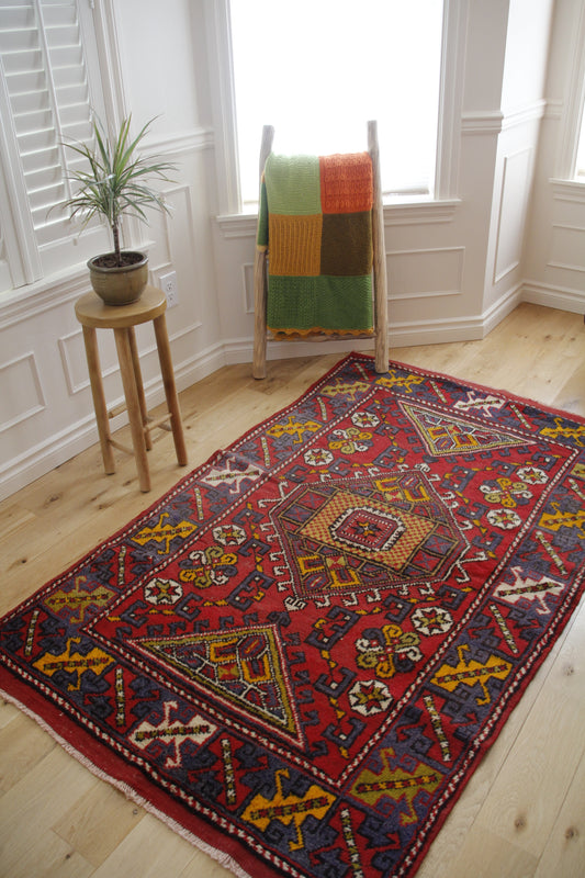 Handmade Vintage Turkish Medium Rug 3'8" X 6'3"