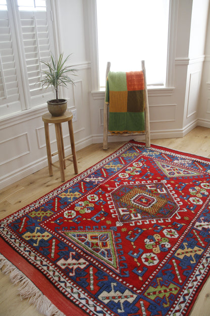 Handmade Vintage Turkish Medium Rug 4'5" X 7'